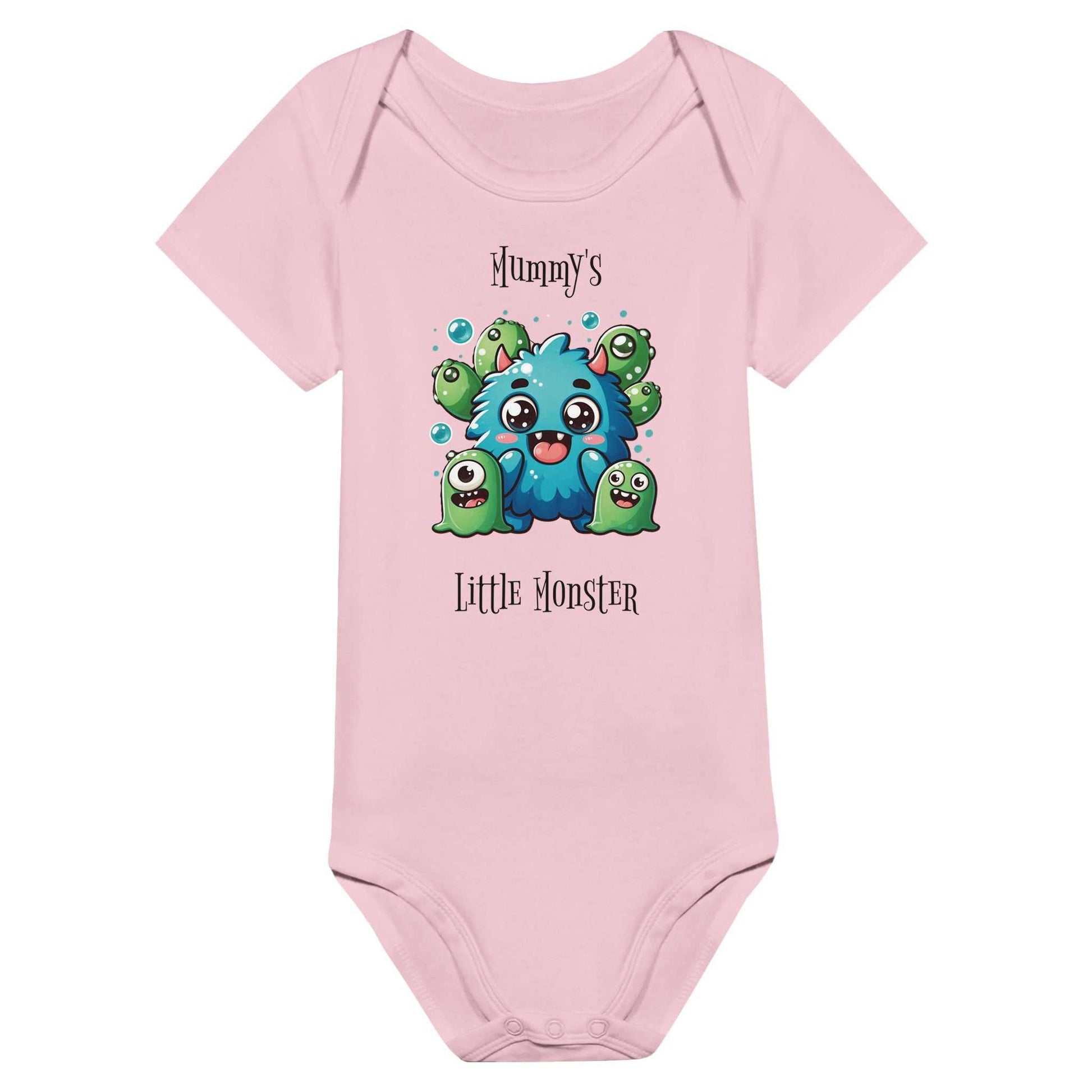 Mummy's Little Monster Classic Baby Bodysuit - Pink Short Sleeve