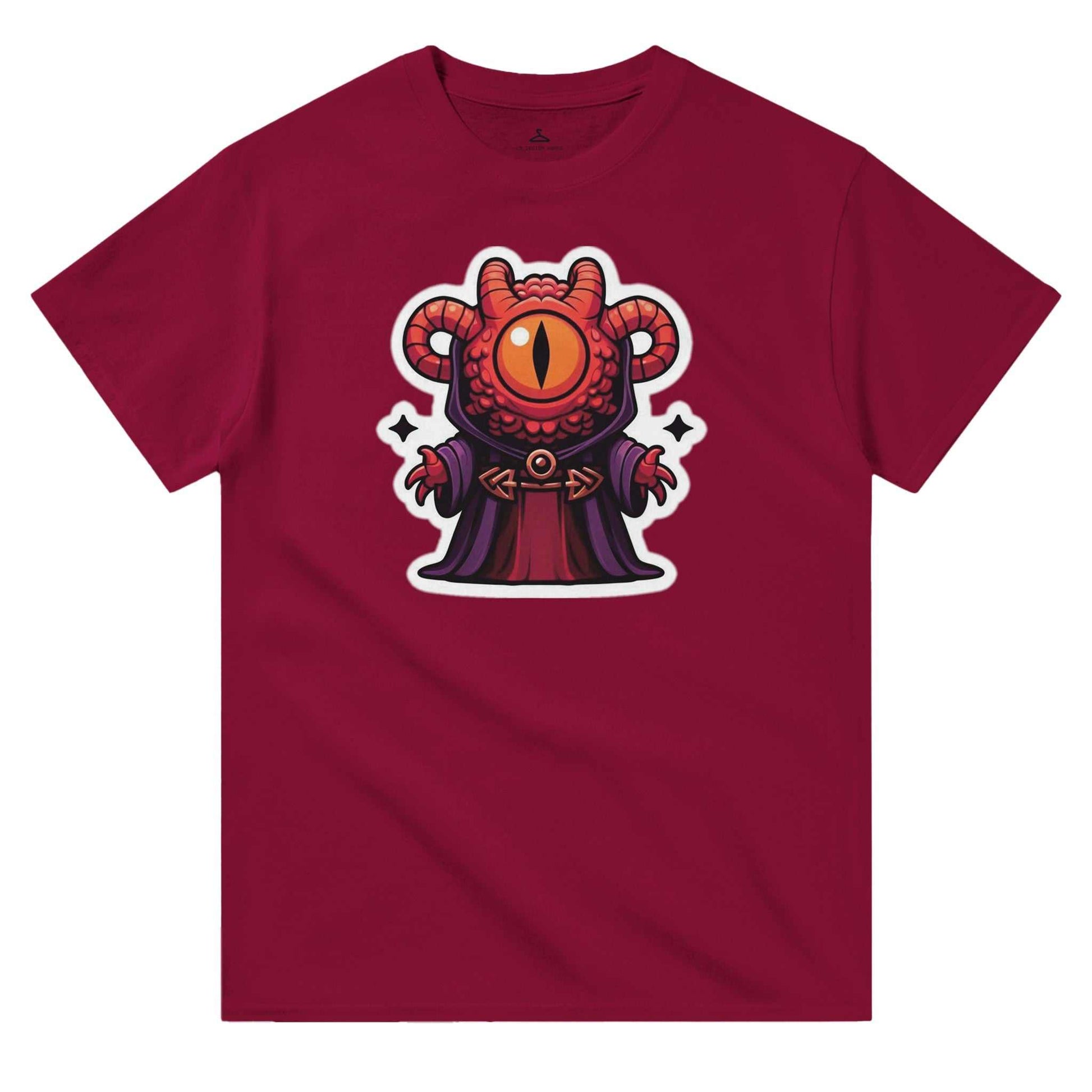 Mindflayer Women's Crewneck T-shirt in red featuring a stylized creature design, heavyweight cotton, classic fit.