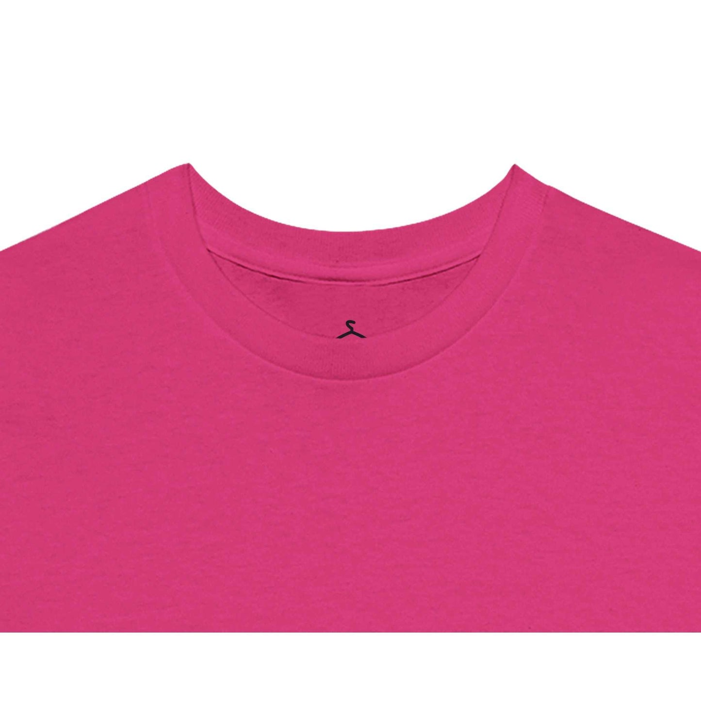 Pink women's crewneck T-shirt, heavyweight cotton, classic fit, durable and casual wear for everyday use.