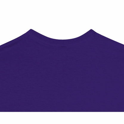 Women's crewneck T-shirt in purple, durable heavyweight cotton, seamless collar.