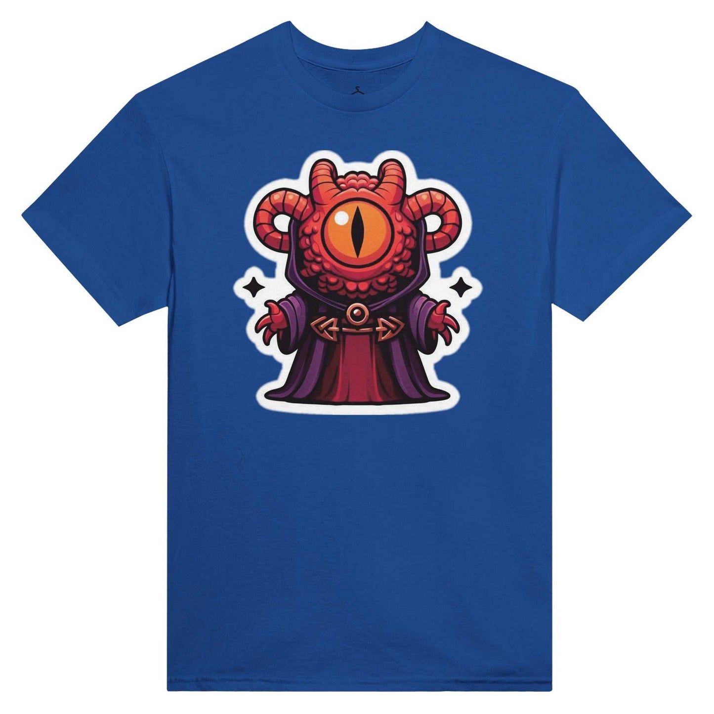 Mindflayer Women's Crewneck T-shirt with cartoon alien design on blue cotton fabric.