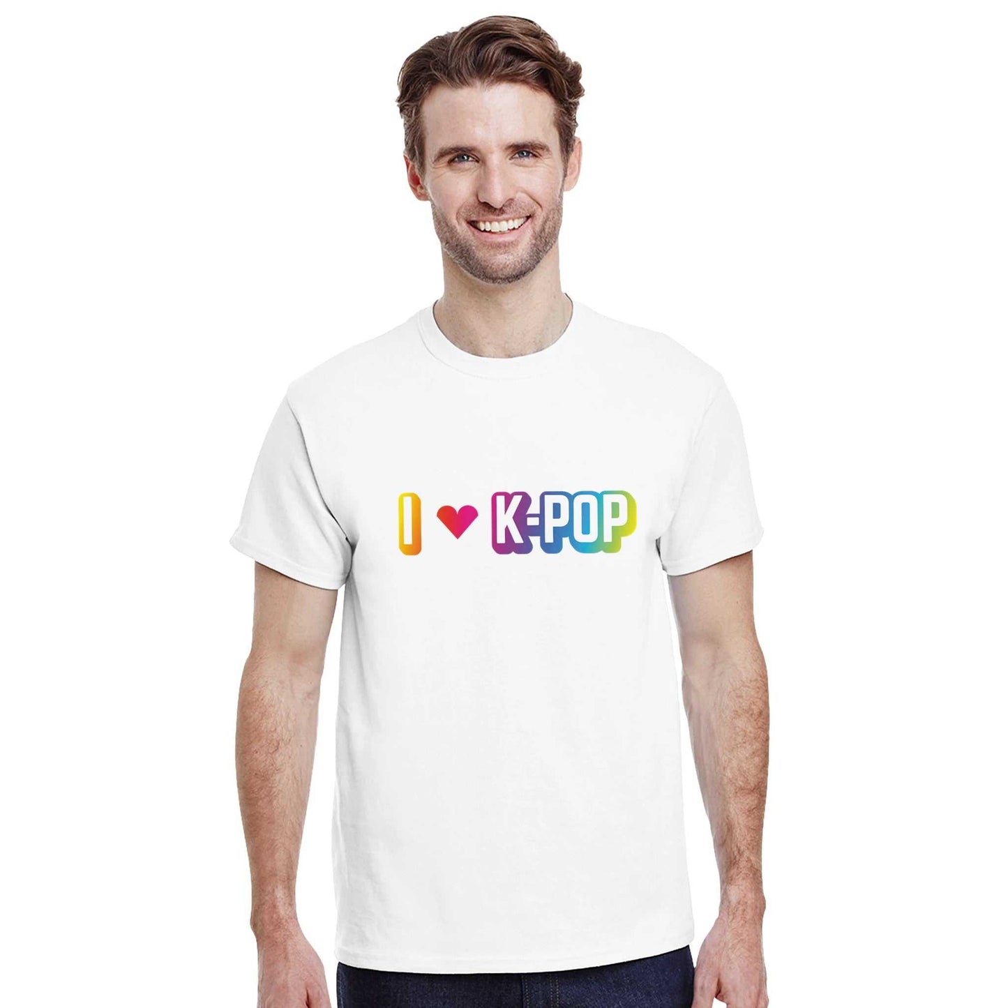 I Love Kpop Crewneck T-shirt, heavyweight cotton, classic fit, everyday casual wear.