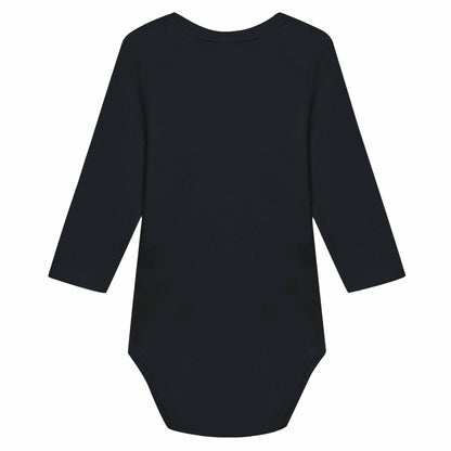 Fox Classic Baby Long Sleeve Bodysuit in black with long sleeves and relaxed fit.