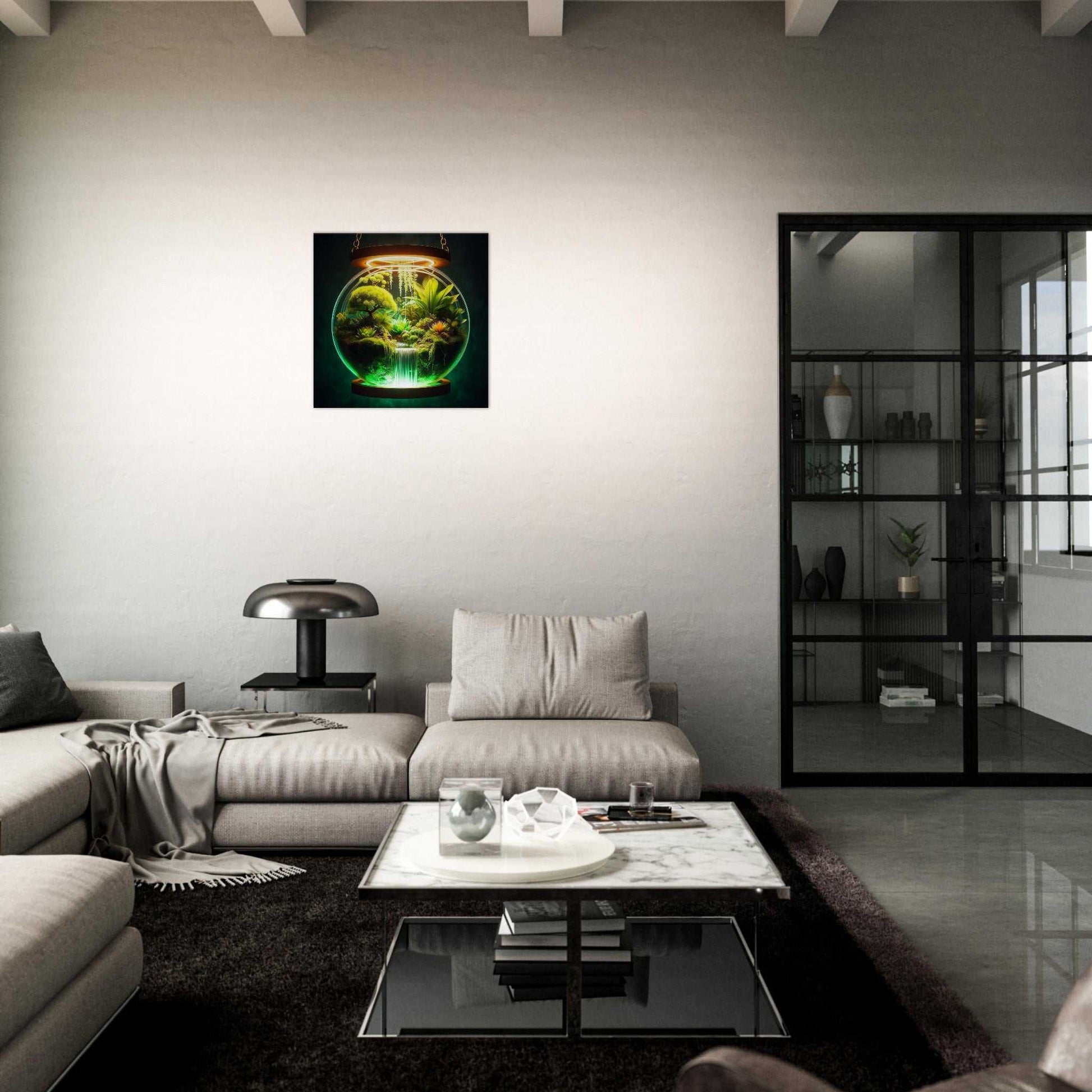 Save The Wild Canvas print in modern living room, FSC-certified wood frame, immersive art experience.