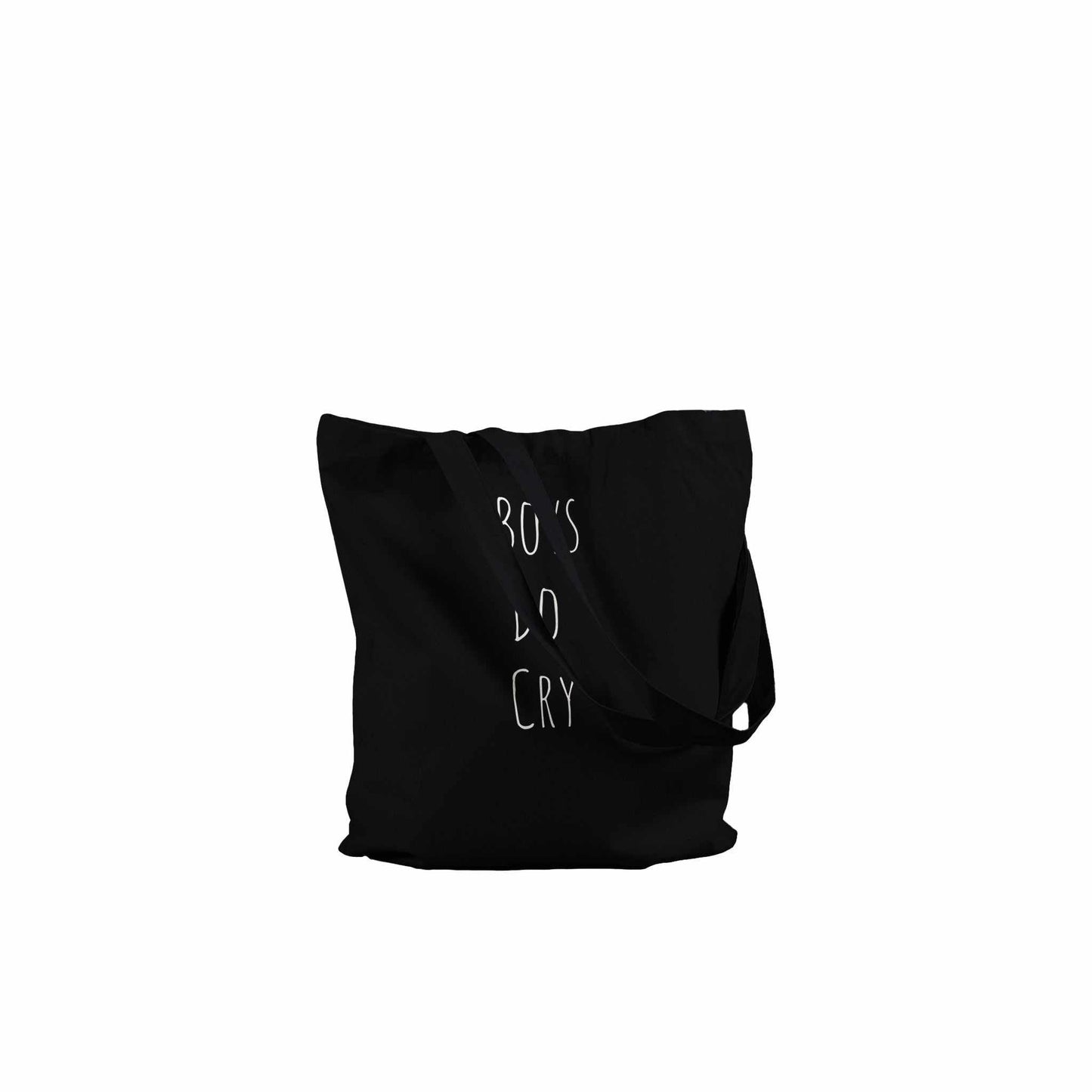 Boys Do Cry Premium Tote Bag, black cotton with reinforced handles