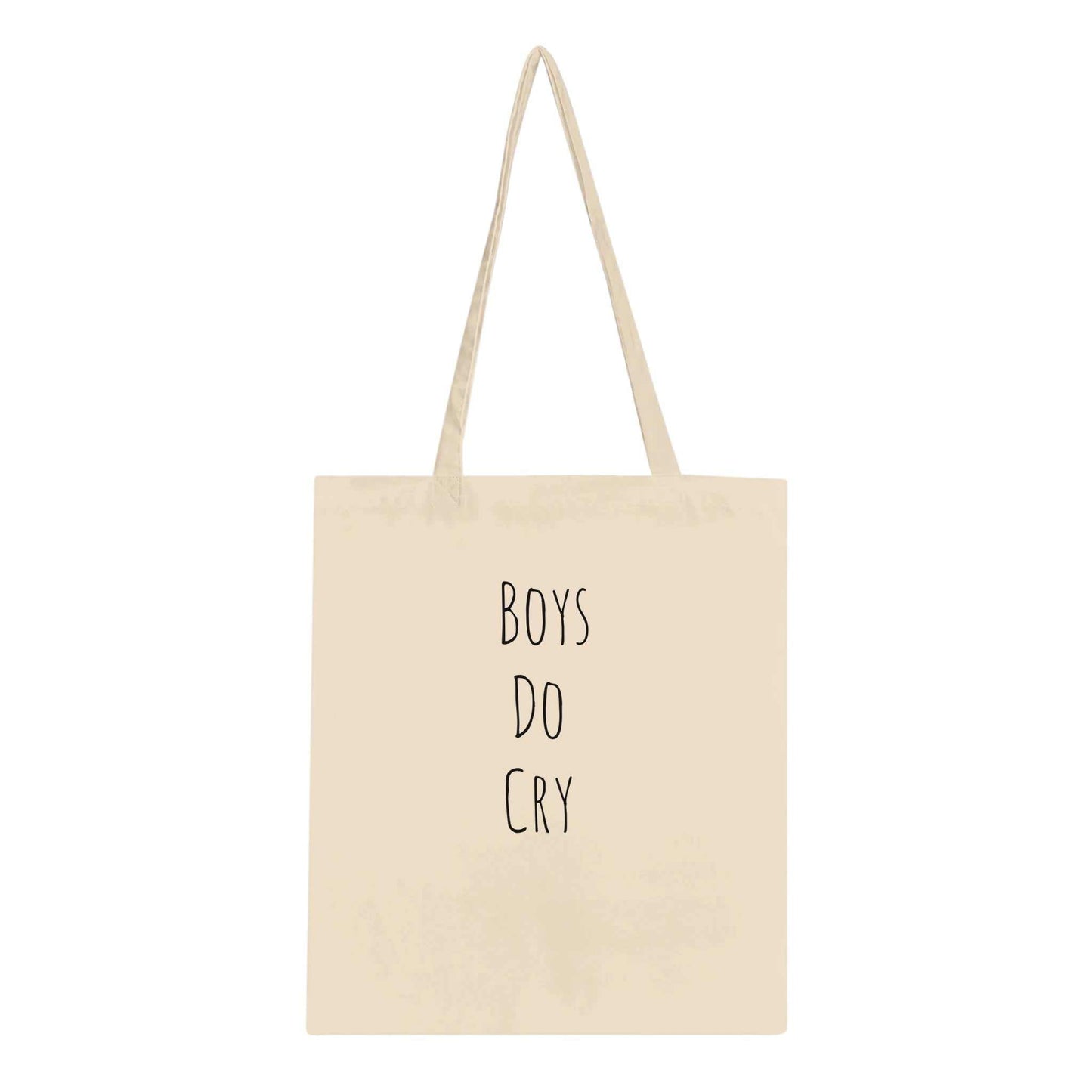 Boys Do Cry Classic Tote Bag with long handles, eco-friendly cotton, reinforced stitching, 10-liter capacity.