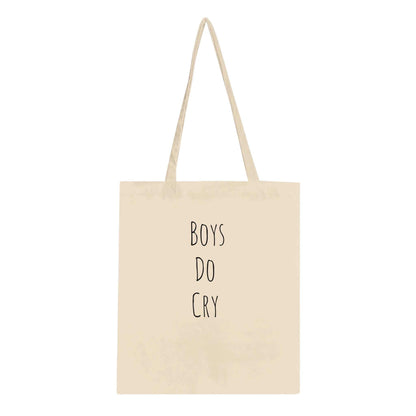 Boys Do Cry Classic Tote Bag with long handles, eco-friendly cotton, reinforced stitching, 10-liter capacity.