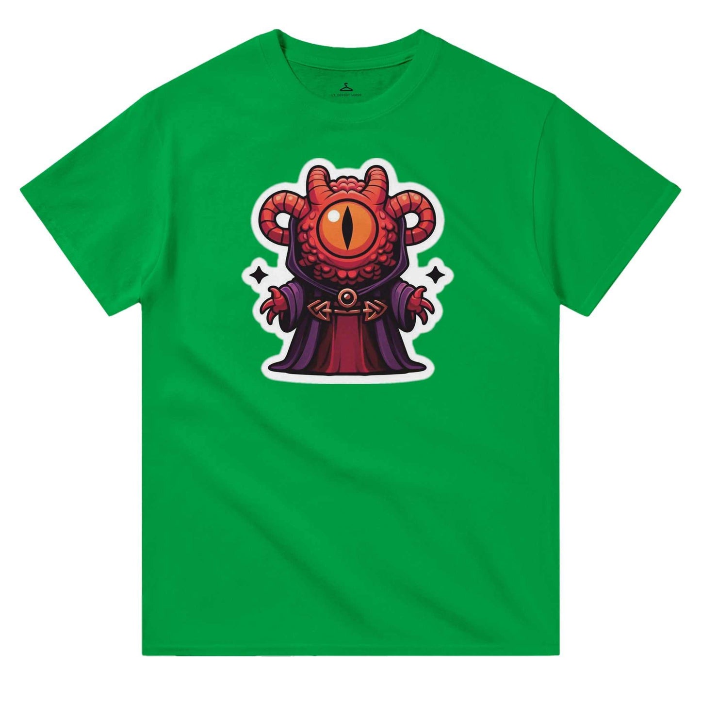 Mindflayer Men's Crewneck T-shirt with eye-catching graphic on green fabric, durable heavyweight cotton, perfect for casual wear.