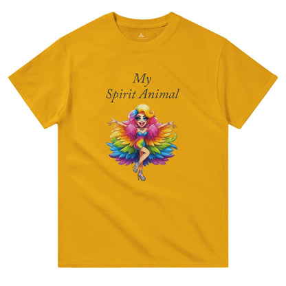 My Spirit Animal Women's Crewneck T-shirt in yellow with colorful design.