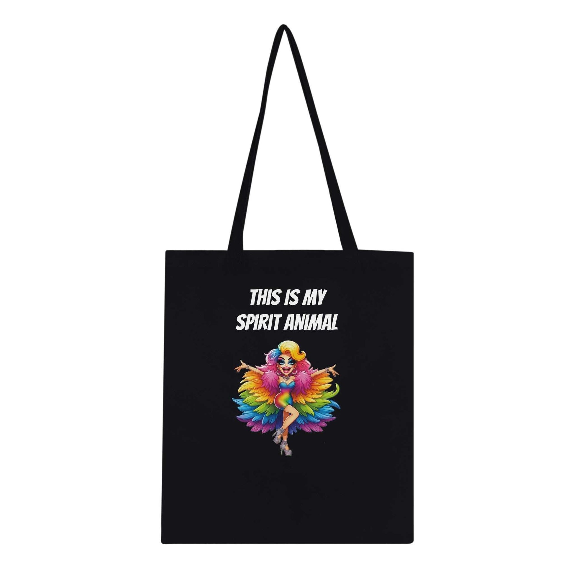 Spirit Animal Tote Bag with reinforced handles and colorful design.