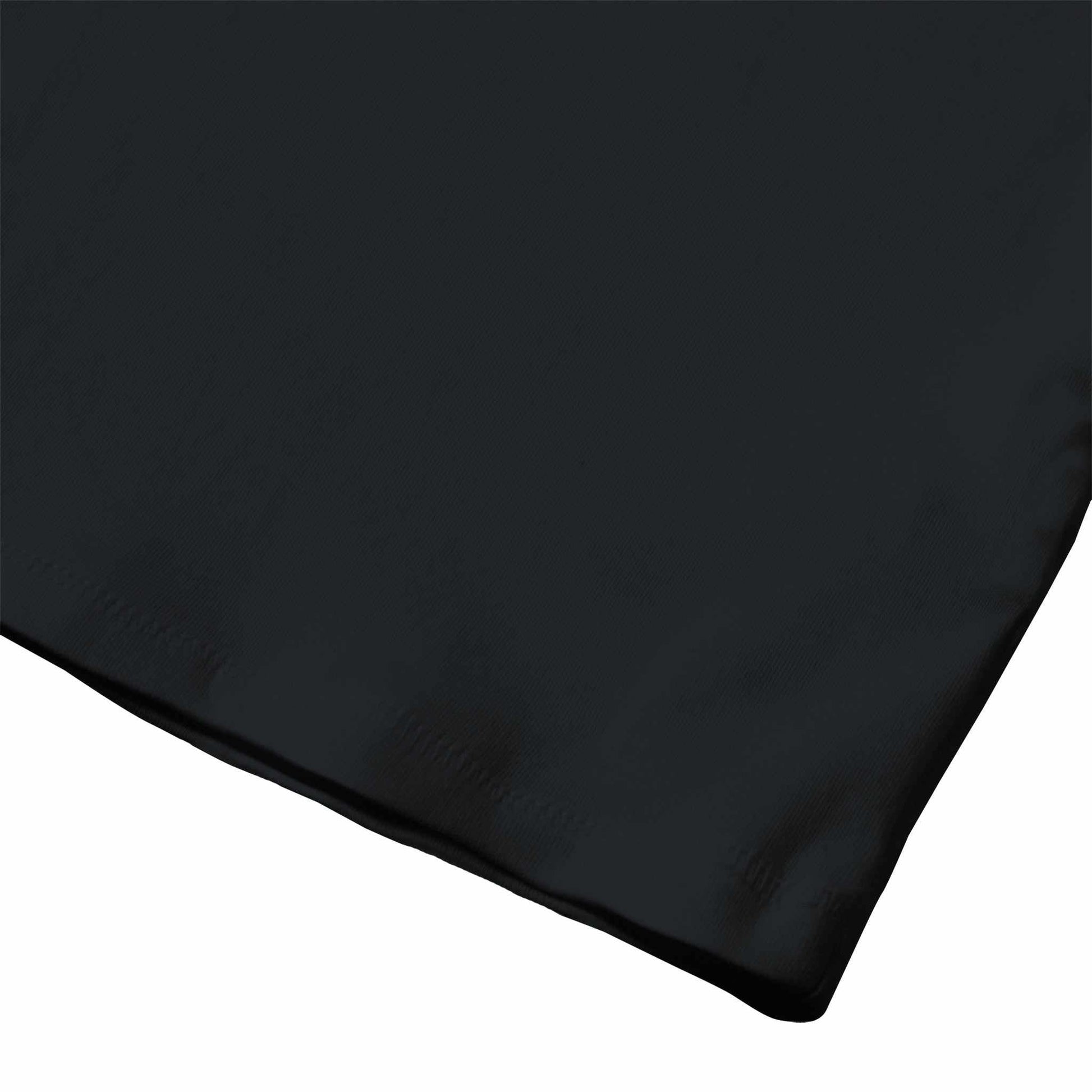 Black cotton fabric with twin needle stitching detail for baby crewneck t-shirt.