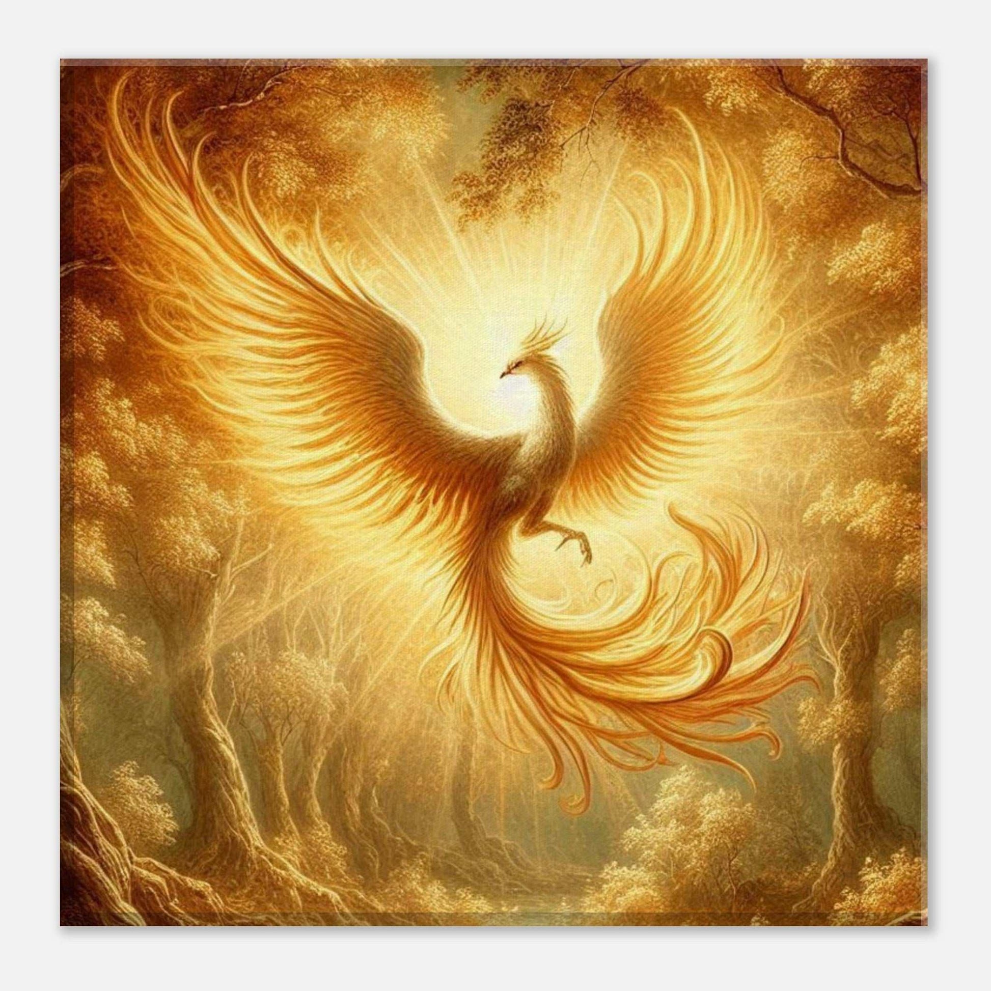 Phoenix Flight Canvas with vibrant phoenix soaring, enhancing any space with elegance; crafted from sustainable materials.