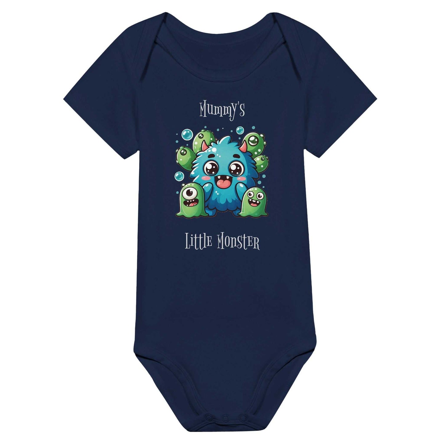 Monster Classic Baby Short Sleeve Bodysuit with playful design and 100% cotton fabric.