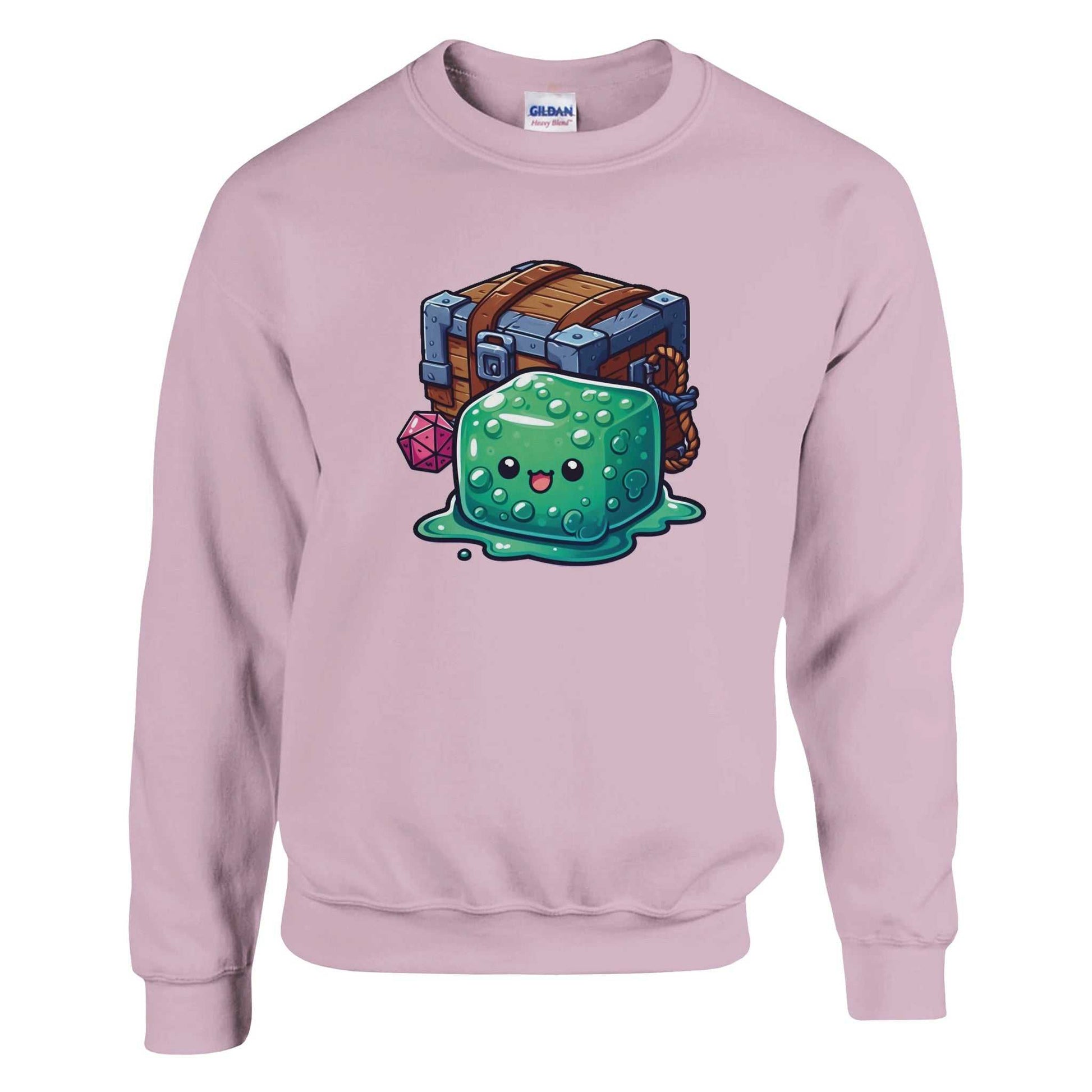 Gelatinous Cube and Mimic women's crewneck sweatshirt, cotton-polyester blend, soft feel, classic fit.