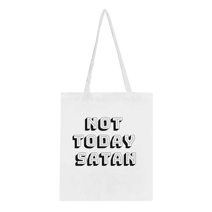 Not Today Satan Classic Tote Bag with reinforced stitching and eco-friendly cotton fabric.