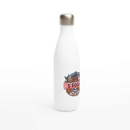 Seoul Sweet Treats Bakery Stainless Steel Water Bottle with double-wall insulation, sleek design, and leak-proof cap.