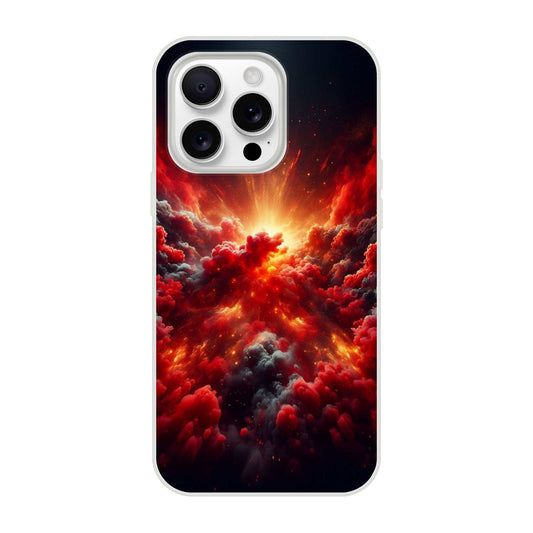 Red Clouds iPhone Flexi Case with impact-resistant and clear design.