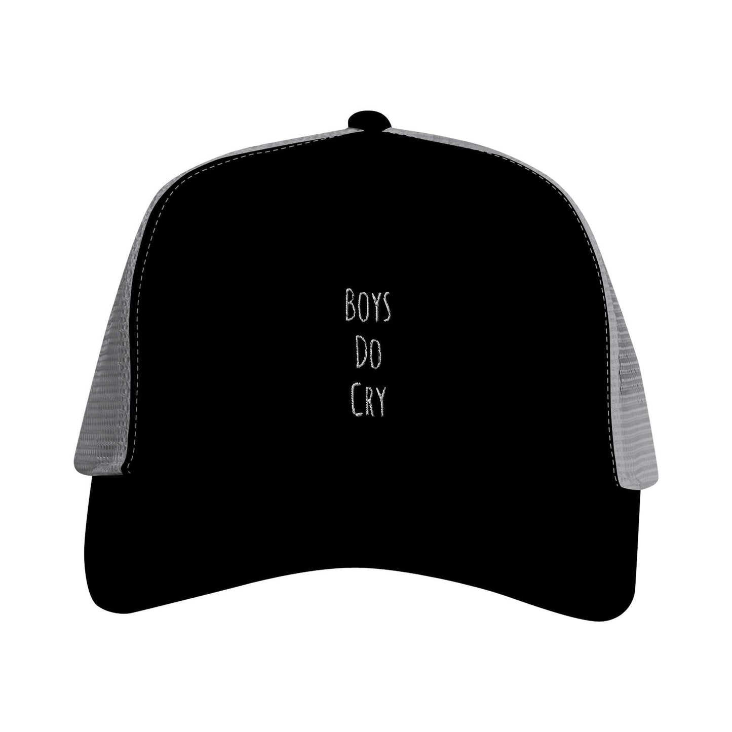 Boys Do Cry embroidered snapback trucker cap with mesh panels and pre-curved peak.