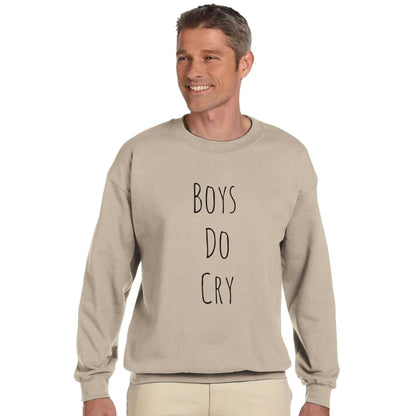 Boys do Cry printed classic crewneck sweatshirt in beige, soft cotton-poly blend.