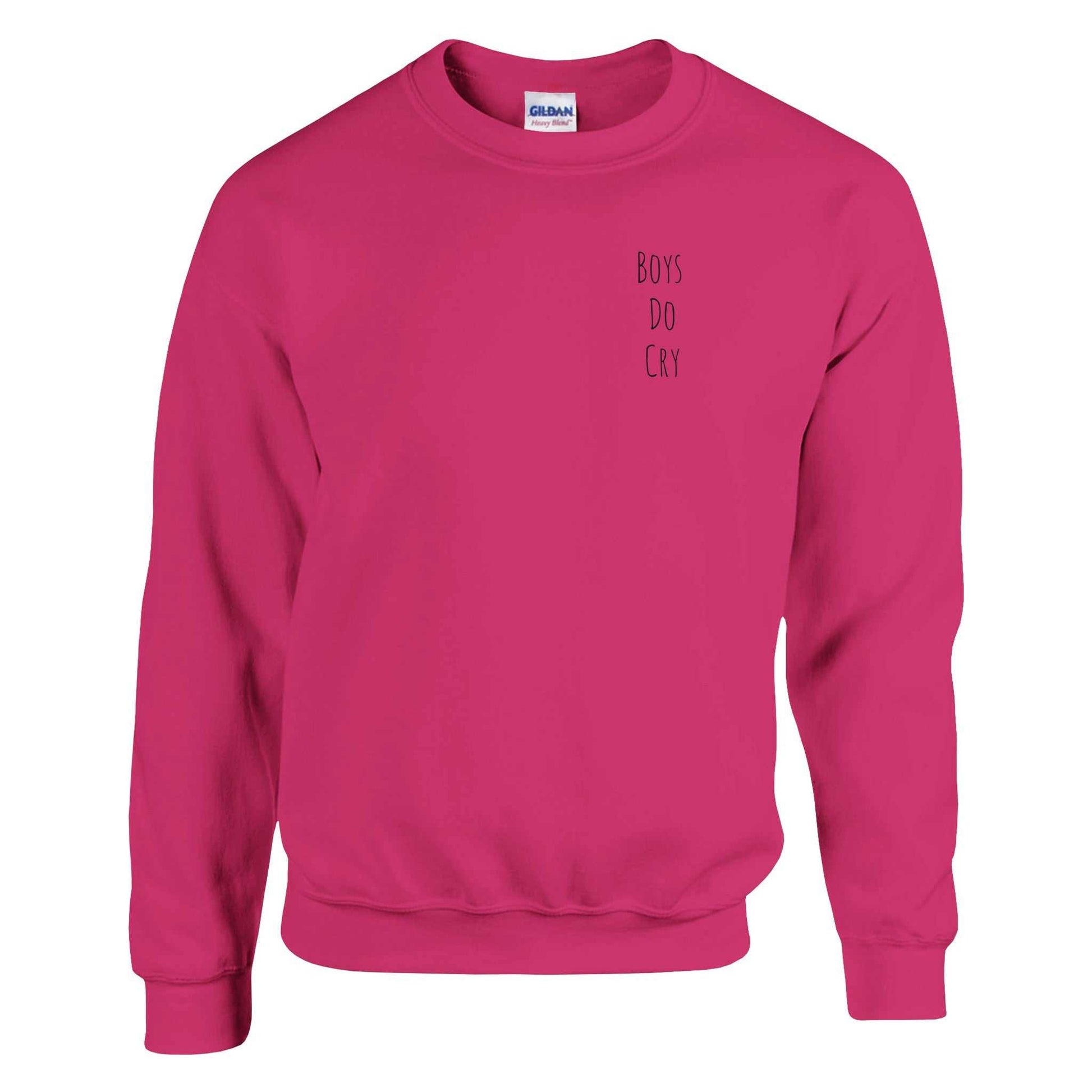 Boys Do Cry printed classic crewneck sweatshirt in red, soft cotton-polyester blend.