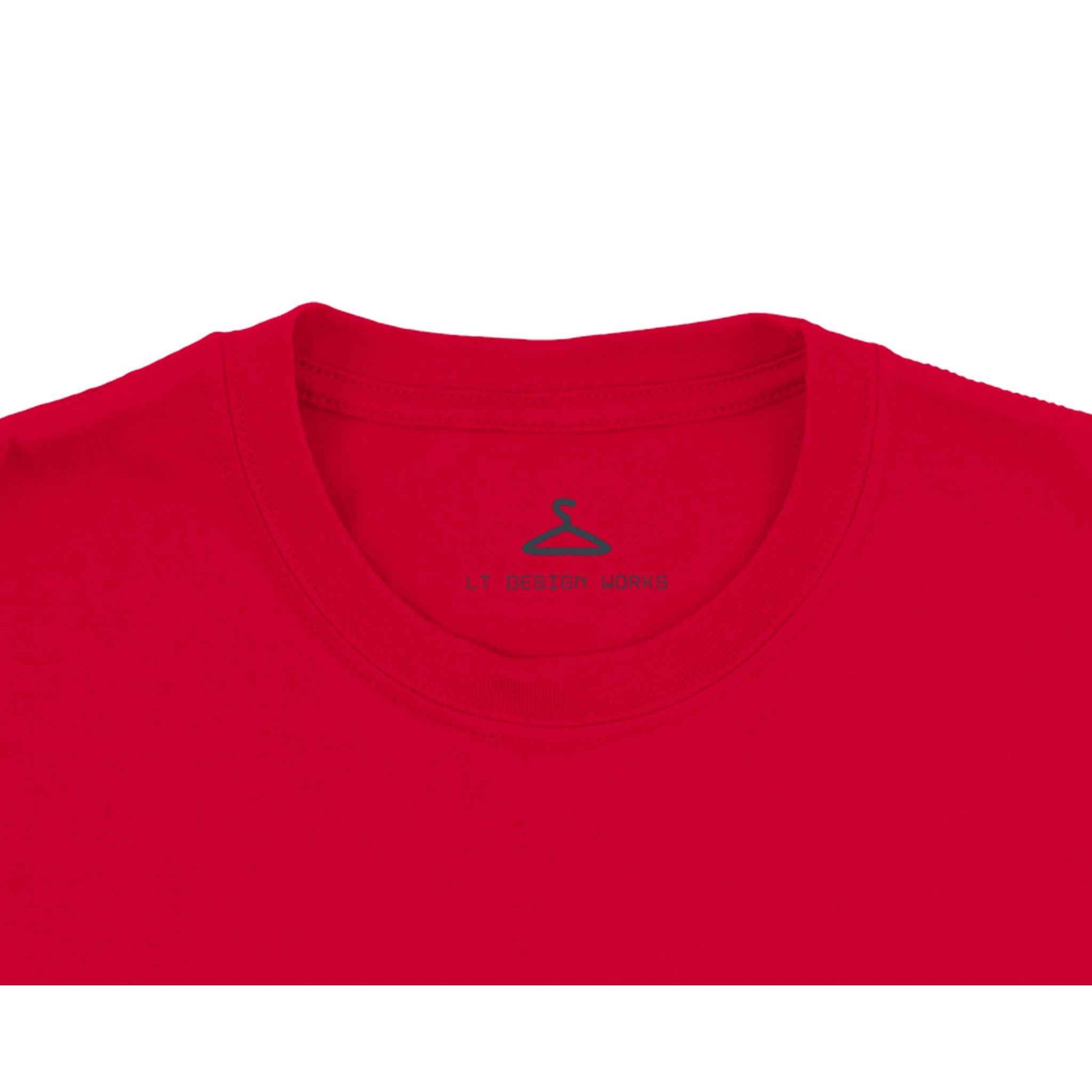 Red monster kids crewneck T-shirt made from 100% ring-spun cotton with enhanced durability.