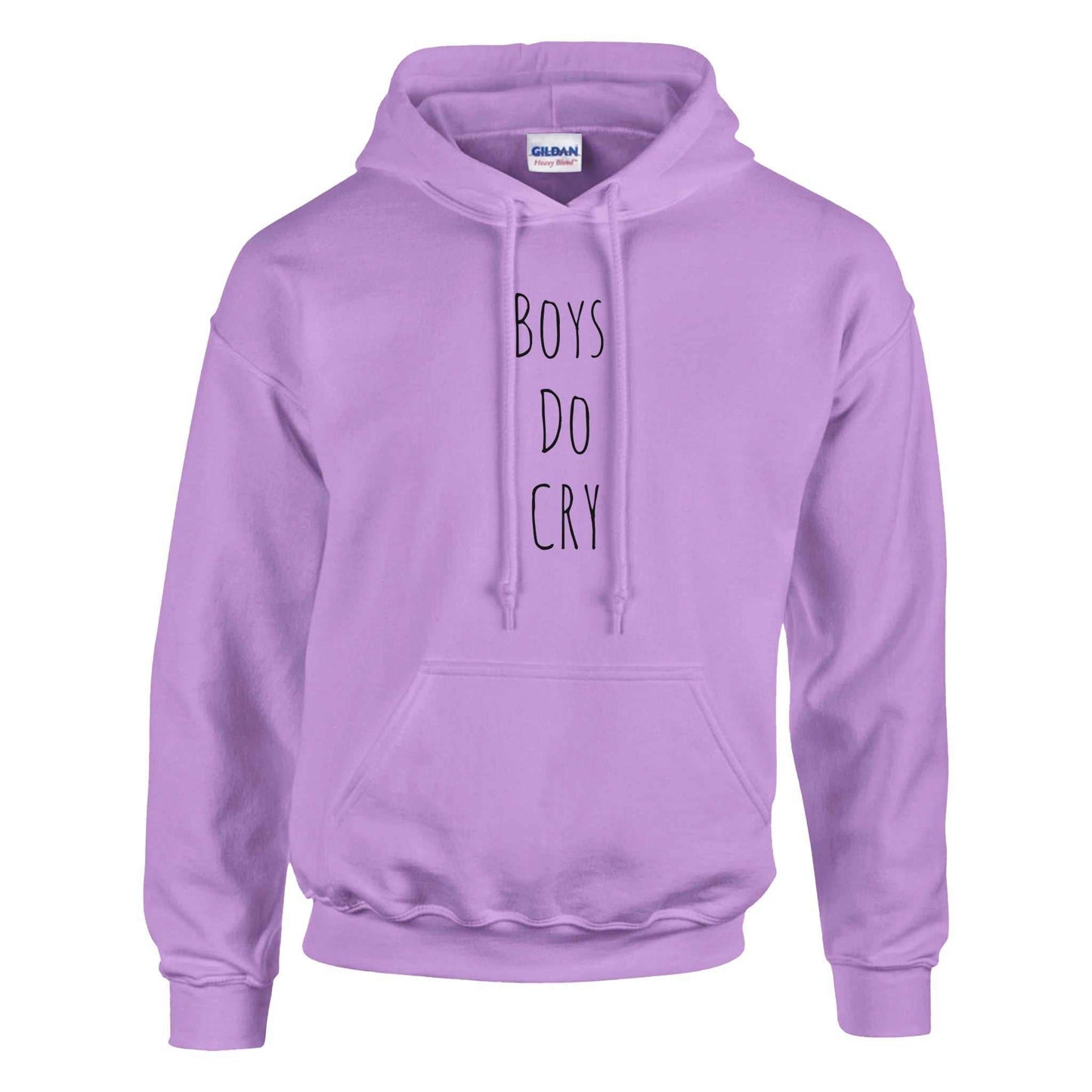 Boys Do Cry printed classic pullover hoodie in purple with front pouch pocket and drawstring hood.