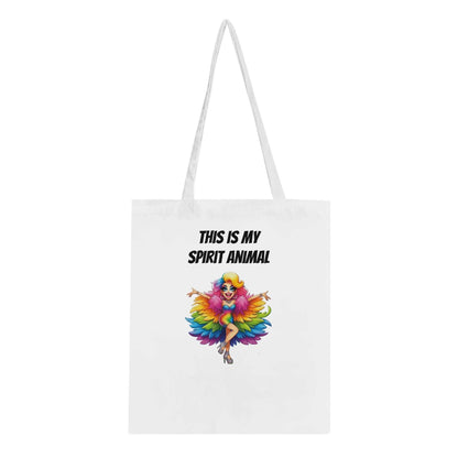 Spirit Animal Tote Bag with colorful graphic and reinforced handles.