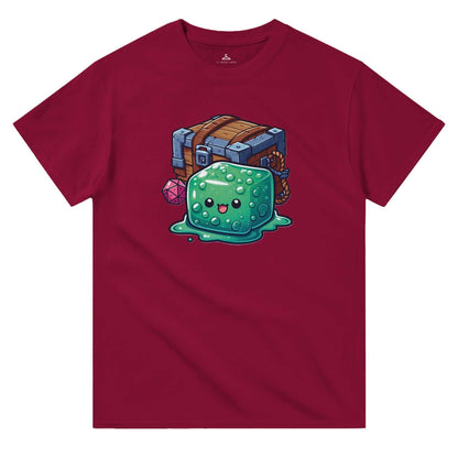 Gelatinous Cube and Mimic Women's T-shirt in heavyweight cotton with vibrant fantasy design.